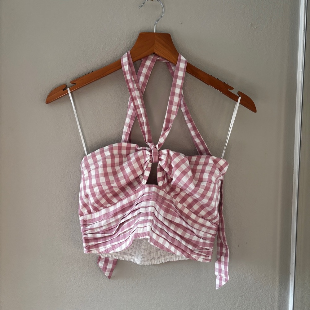 Abercrombie & Fitch Pink Checkered Halter Top